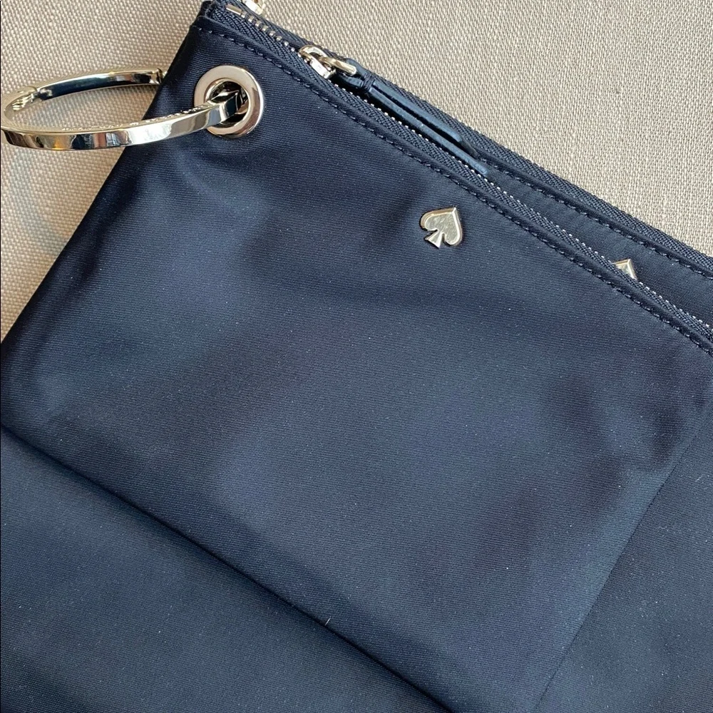 Kate Spade Black Pouch Wristlet Set with Gold Accents